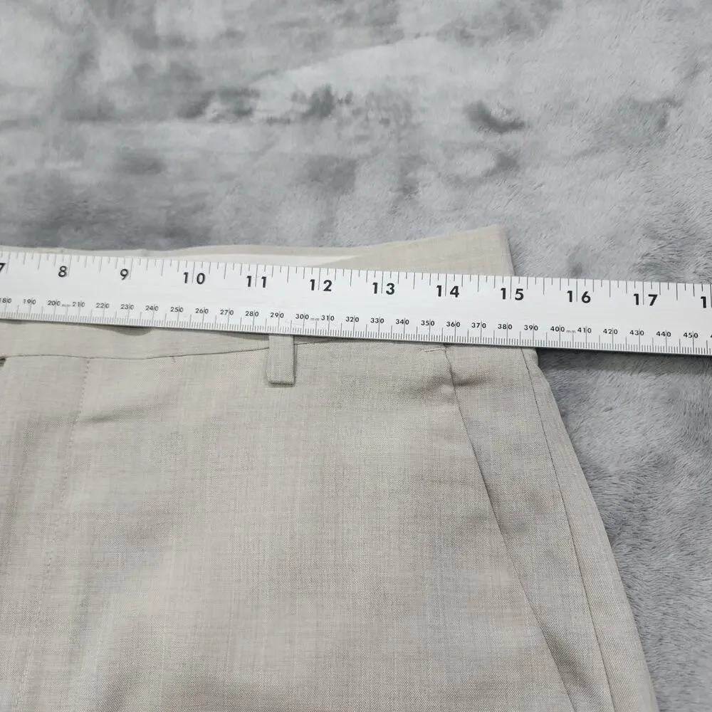 Kenneth Cole Reaction Pants Mens 30X27* Beige Khaki‎ Flat Front Straight Leg